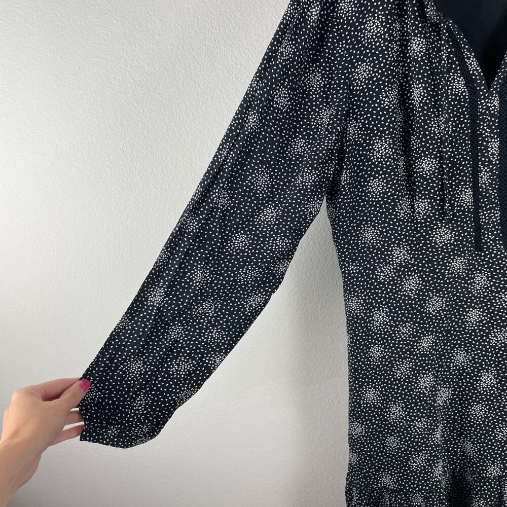 LOFT floral split neck ruffle hem polka dot mini dress - Picture 5 of 7